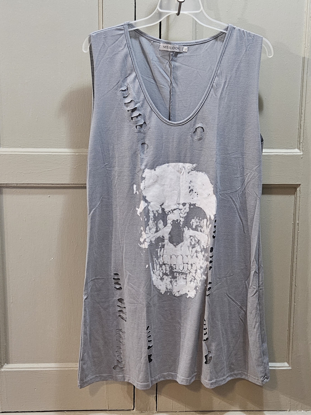 New - Gray Sleeveless Skull Tank Top - Sz XXL